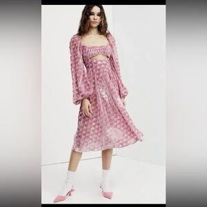 For Love Lemons Nikki Heart Burnout Cute Romantic Midi Dress